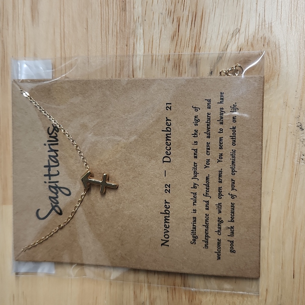Sagittarius Necklace Zodiac Goldtone 19 Inch